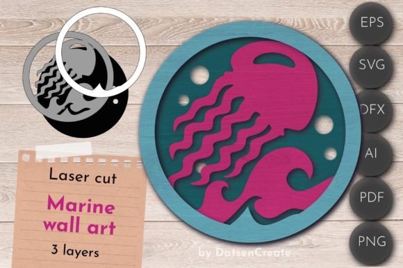 3D Layered Marine Wall Art: Stunning Jellyfish Decor