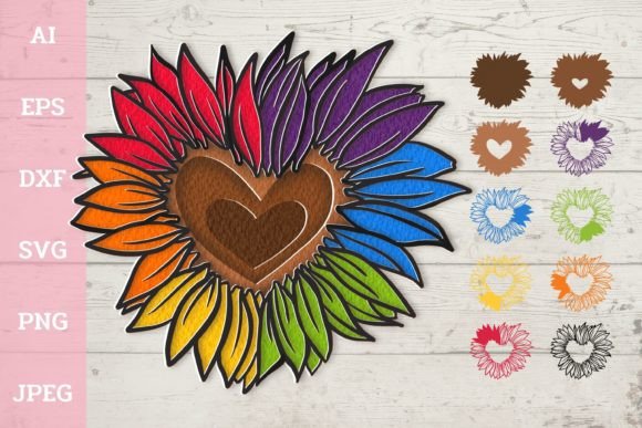 3D Pride Sunflower: Bold Layered Designs for Creative Projects