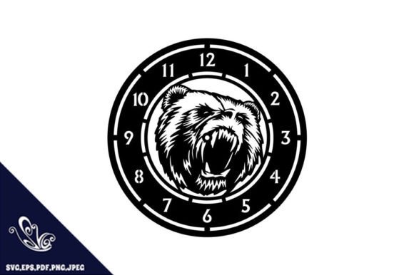 Angry Bear Clock Cutting Template