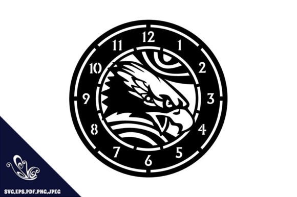 Angry Eagle Clock Cutting Template: A Bold Design Asset