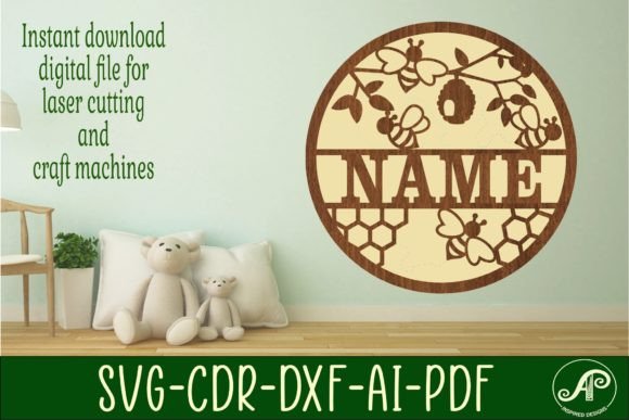Bee Theme Name Sign SVG Cut File for Custom Decor