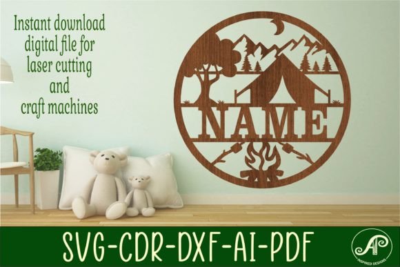 Camping Name Sign SVG Cut File: Create Personalized Décor