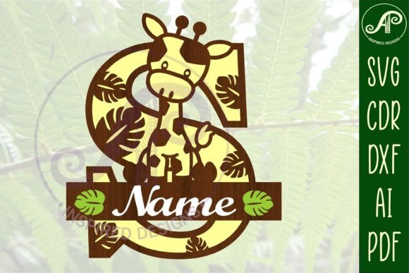 Elegant Giraffe Capital S Monogram SVG for Laser Cut Projects