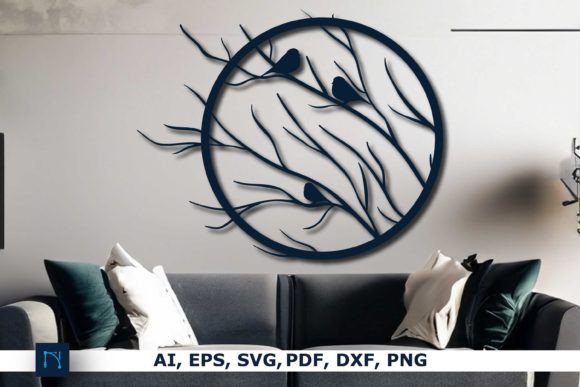 Elegant Laser Cut Tree Branches Decor SVG