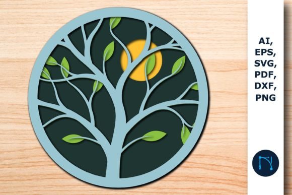 Elegant Tree Silhouettes for Layered Laser Cut Wall Art