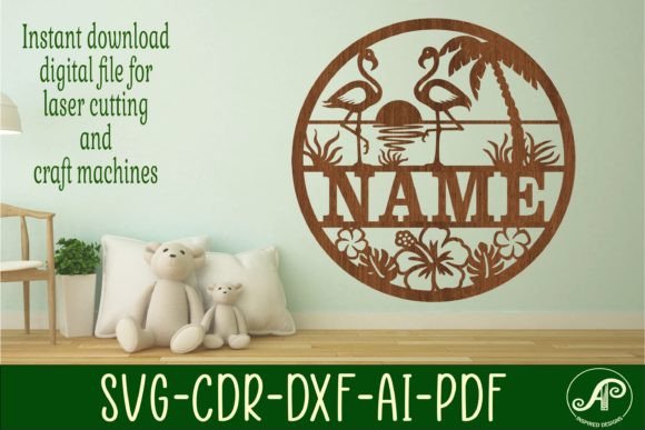 Flamingo Name Sign SVG Cut File
