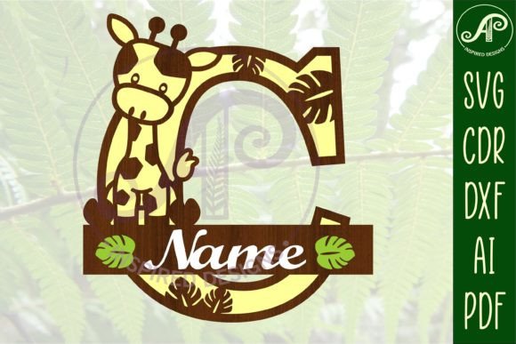 Giraffe Capital C Letter Monogram SVG