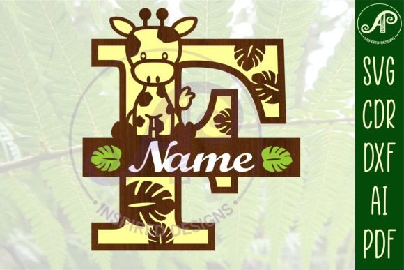 Giraffe Capital F Letter Monogram SVG for Laser Craft