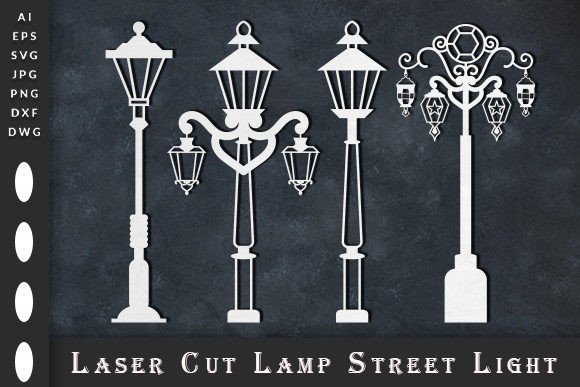 Laser Cut Lamp Street Lights SVG