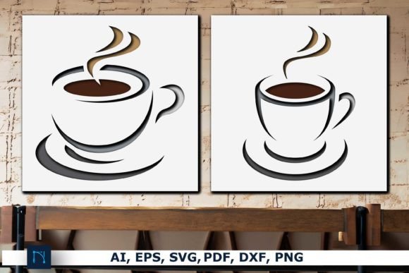 Layer Paper Cut Coffee Time Sign SVG