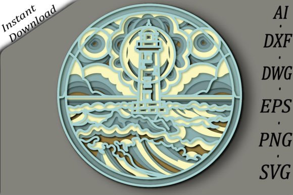Lighthouse Multilayer SVG: A 3D Layer Design for Crafts