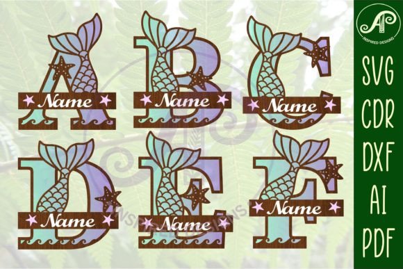 Mermaid Tail Monogram SVG: 24-Letter Layered Design Bundle