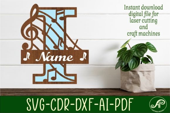 Music Monogram Letter I SVG Cut File