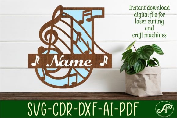 Music Monogram Letter J SVG Cut File