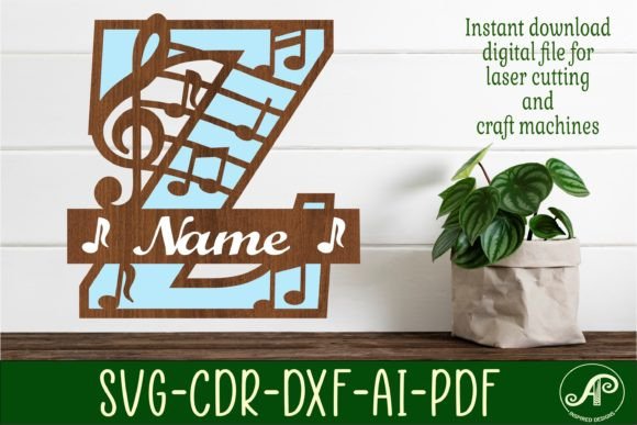 Music Monogram Letter Z SVG Cut File
