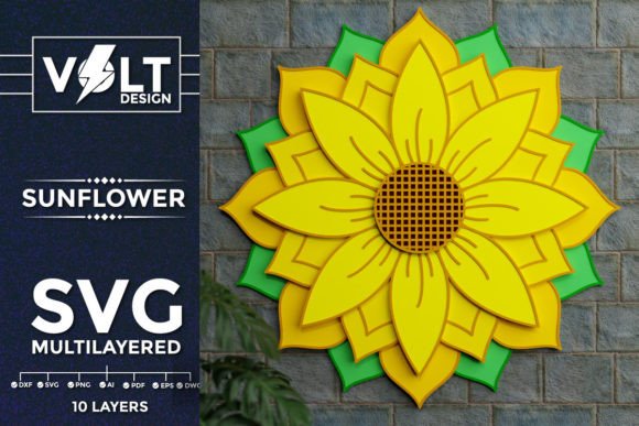 Sunflower Wall Art 3D SVG Multilayered Design