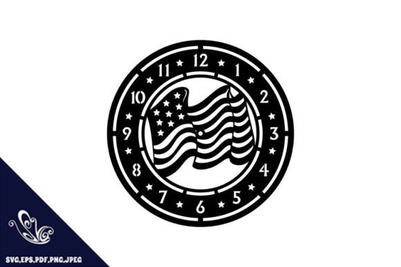 US Flag Clock Cutting Template for CNC & Laser Projects